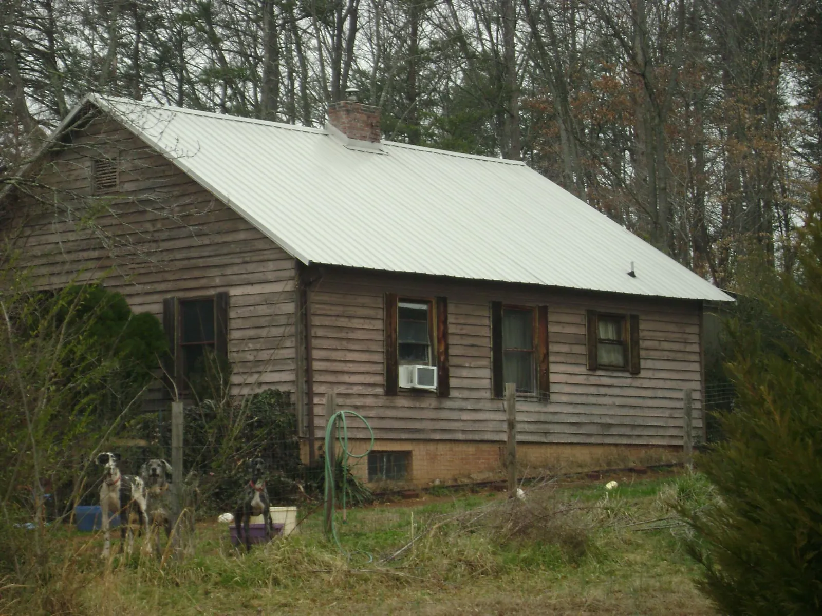 White metal roof on an old wood sided farmhouse, from a Asphalt Shingle Roof Repair job in Greentown